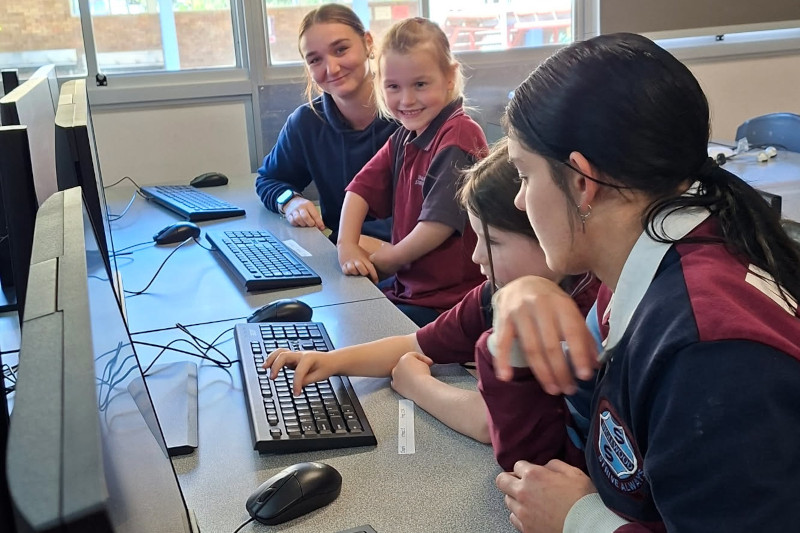 Year 10 students mentored the Prep students, teaching them how to log on and off the computers independently.