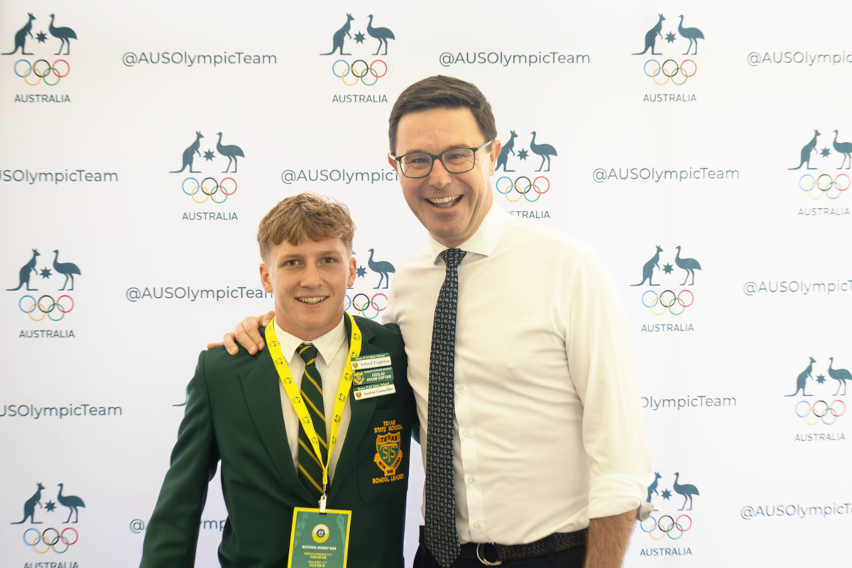 Brock Dawson is pictured with David Littleproud MP (Member for Maranoa) whilst in Canberra last week for the Australian Olympic Change-Maker Program.