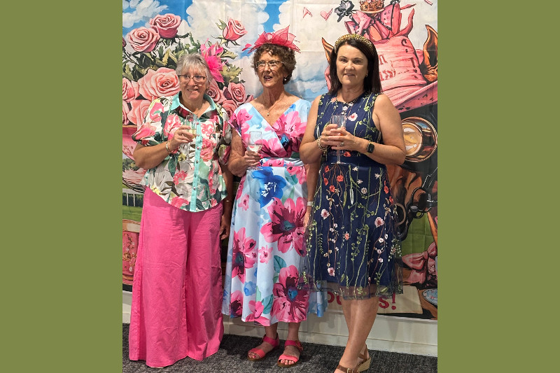 Sue Jerram (Secretary), Marya Hayward (President) and Terri Potter (Treasurer) of the Texas Hospital Auxiliary enjoying Melbourne Cup Day at the Texas Golf Club.