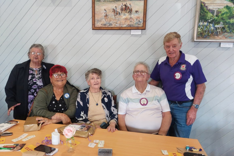 Pictured (L-R): Kathy Palmer, Wondah Lollback, Lenore Power, Barry Stanbury of Inglewood Lions and Cec Watts Warwick Lions.