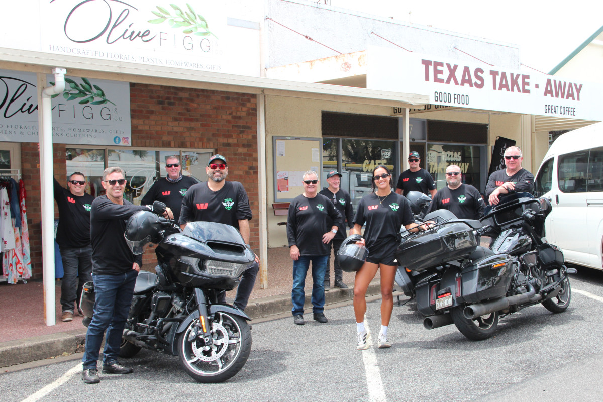 NRL Hogs led by Brad &ldquo;Freddy&rdquo; Fittler visited Texas on Tuesday. Brad (Left front) is pictured with NRL legend Greg Inglis and NRLW star Yasmin Meakes along with members of their travelling support crew.