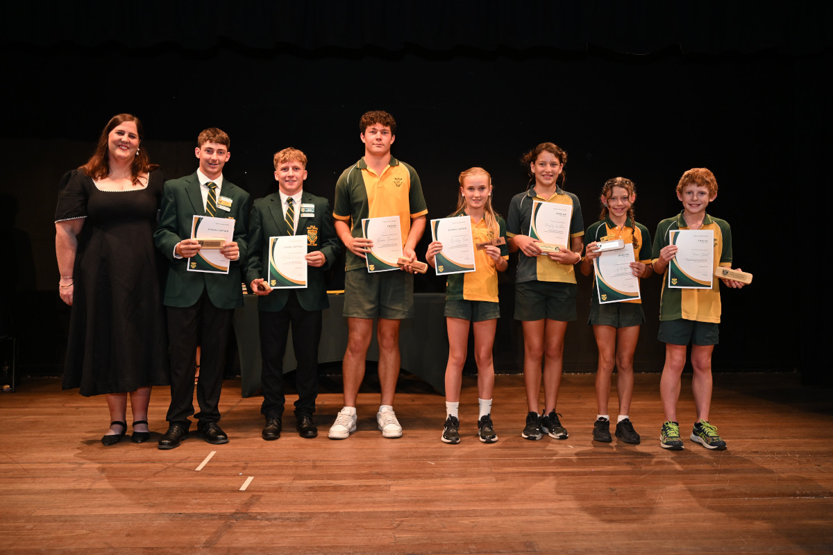 Miss Jill Hazard with the 2025 Outgoing School Leaders.